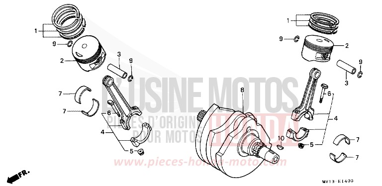 KURBELWELLE/KOLBEN von Africa Twin 750 SCHWARZ (NH1A) von 1991